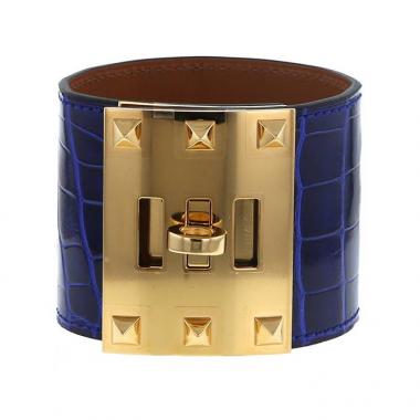 Hermès Extrême cuff bracelet in alligator and gold plated