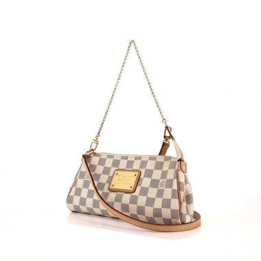 Bolso bandolera Louis Vuitton Eva en lona a cuadros azul celeste y cuero natural