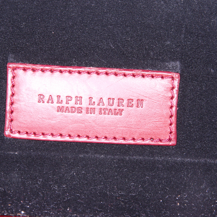 Sac bandoulière Ralph Lauren en cuir rouge - Detail D4