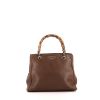 Gucci Bamboo shoulder bag in brown grained leather - 360 thumbnail