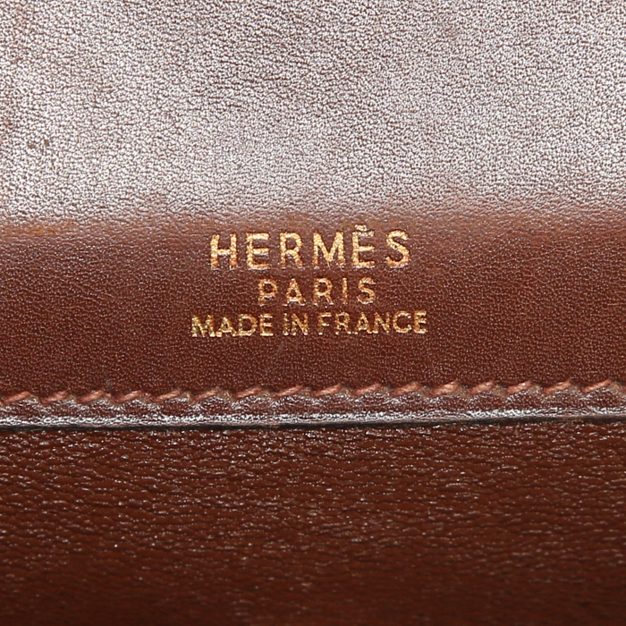 Hermès Dalvy handbag in brown box leather - Detail D3