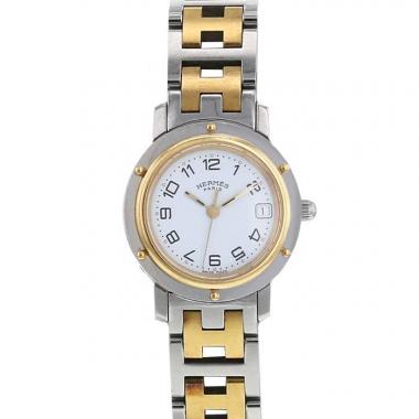 Reloj Hermes Clipper de oro chapado y acero Ref :  CL4.220 Circa  1990