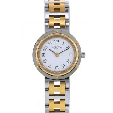 Reloj Hermes Clipper de acero y oro chapado Circa  1993