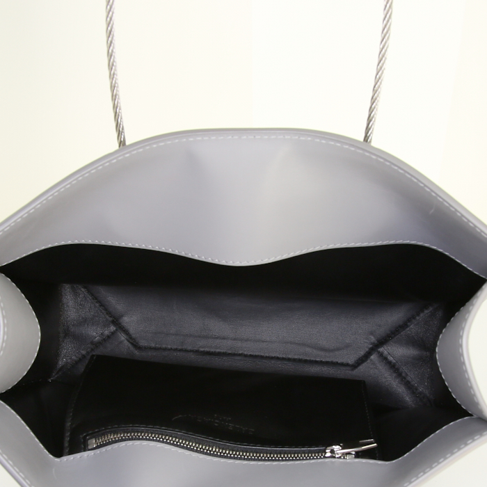 Sac cabas Balenciaga Cable en cuir gris - Detail D2
