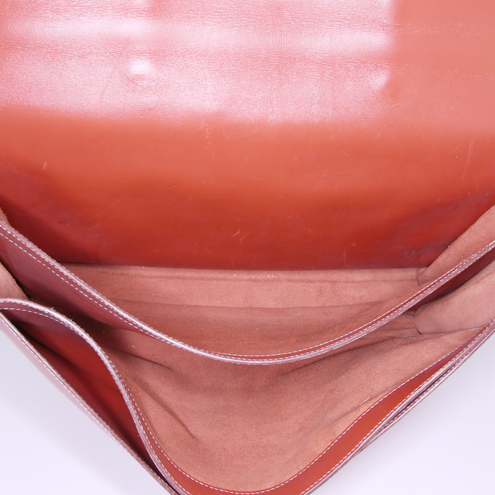 Borsa portadocumenti Hermès Sac à dépêches in pelle box color cognac - Detail D2