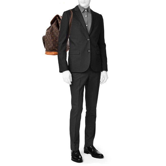 Louis Vuitton Montsouris backpack in brown monogram canvas and natural leather - Detail D1