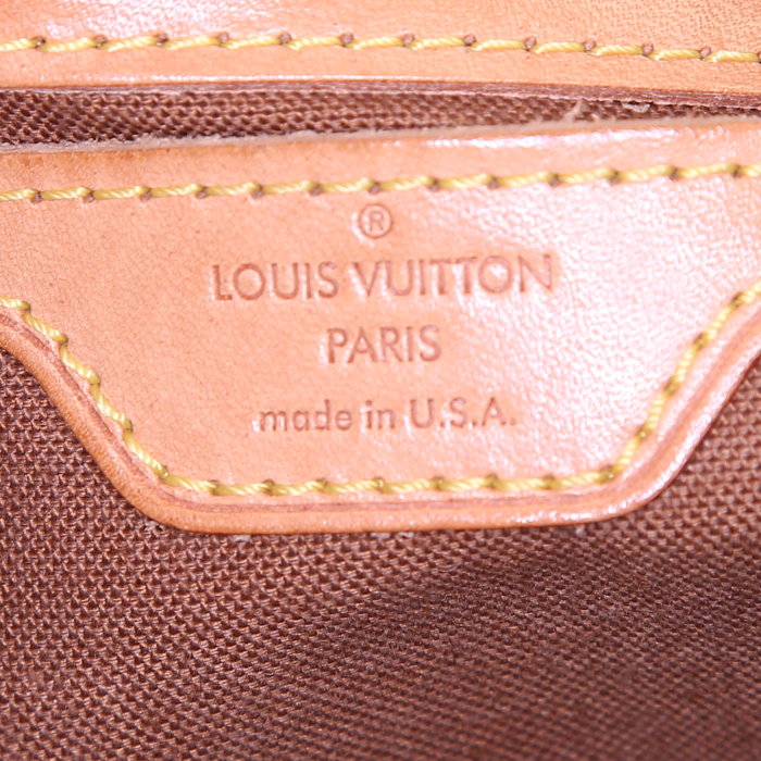 Sac à dos Louis Vuitton Montsouris en toile monogram marron et cuir naturel - Detail D3