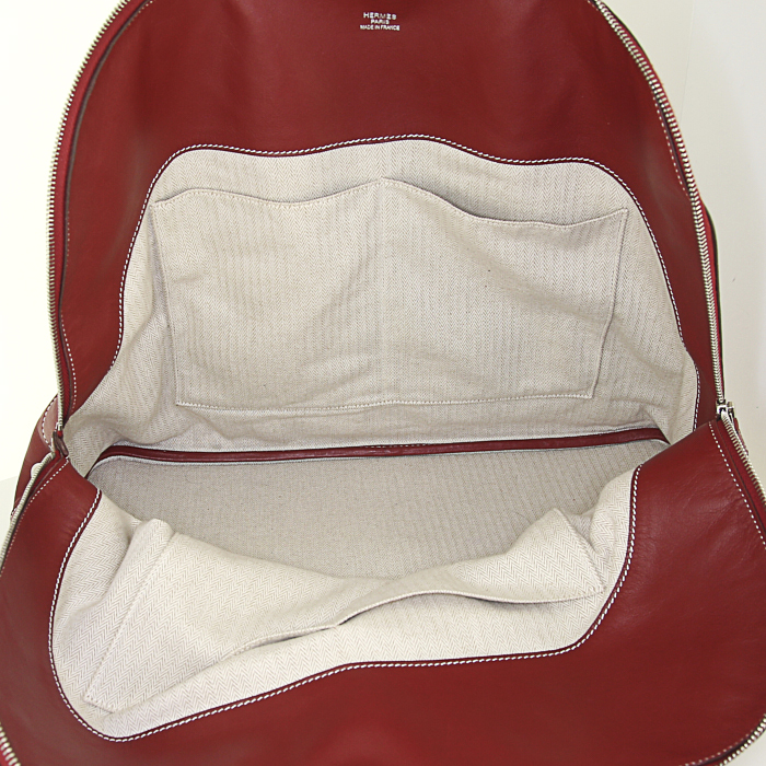 Borsa da viaggio Hermes Bolide - Travel Bag in pelle taurillon sakkam rossa - Detail D2