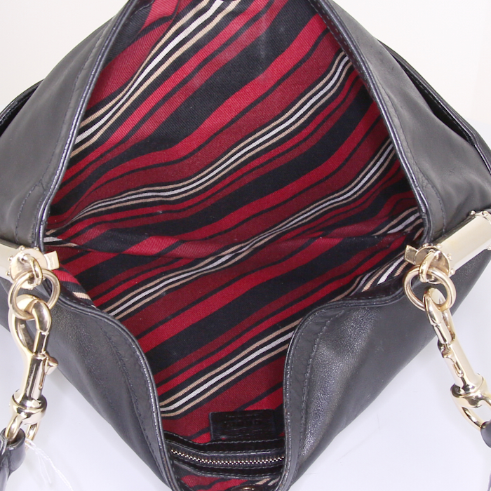 Gucci Britt bag worn on the shoulder or carried in the hand in black leather - Detail D2