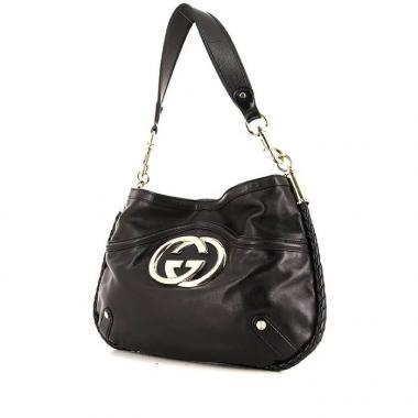 Borsa da spalla o a mano Gucci Britt in pelle nera