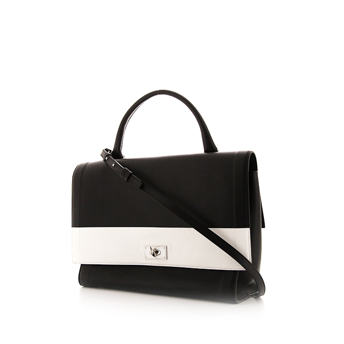 Bolso de mano Givenchy Shark Petit Modèle en cuero negro y blanco - 00pp