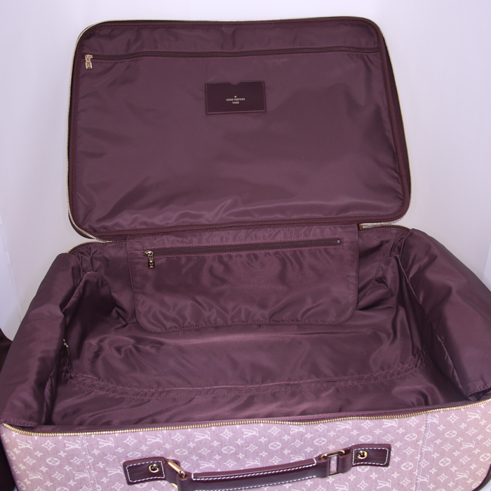 Louis Vuitton Pegase suitcase in powder pink linen canvas and purple leather - Detail D2