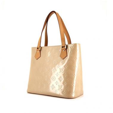 Bolso de mano Louis Vuitton Houston en charol Monogram beige y cuero natural