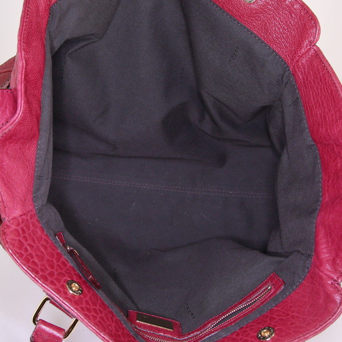 Shopping bag Fendi in pelle martellata rossa - Detail D3