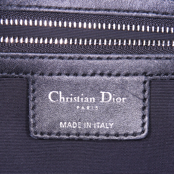 Shopping bag Dior Panarea in tela cannage nera e pelle nera - Detail D3