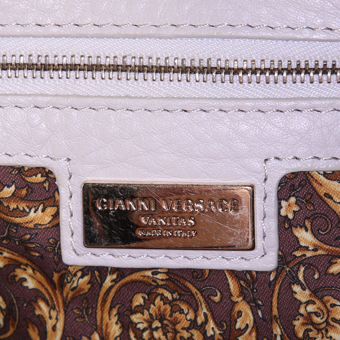 Bolso de mano Versace en cuero blanco - Detail D4