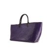 Bottega Veneta Cabat shopping bag in purple and black patent braided leather - 00pp thumbnail