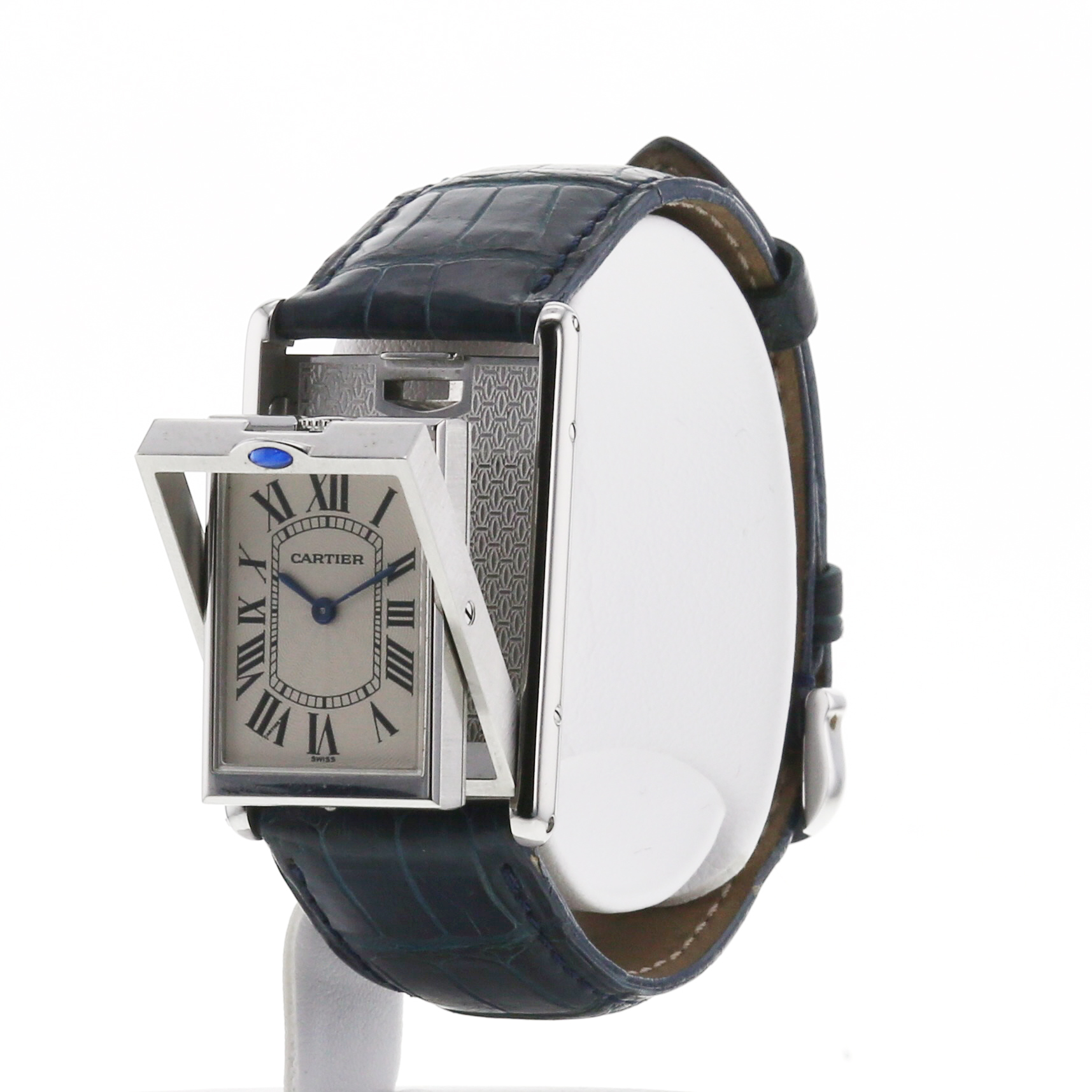 Cartier Tank Basculante watch in stainless steel Ref:  2390 Circa  2000 - Detail D2