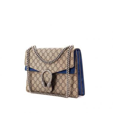 Sac à main Gucci Dionysus en toile monogram grise et daim bleu