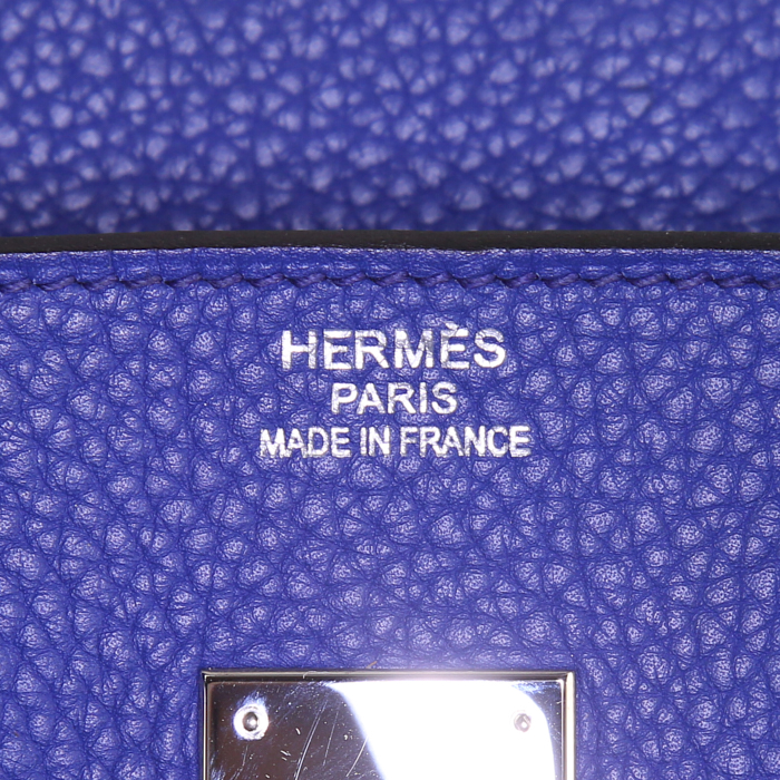 Borsa Hermes Birkin 35 cm in pelle togo blu elettrico - Detail D3