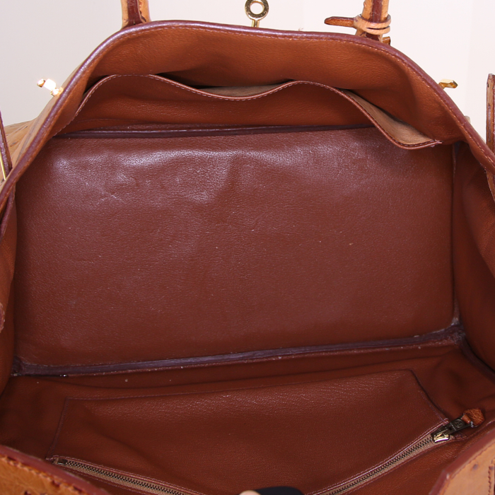 Borsa Hermes Birkin 35 cm in struzzo gold - Detail D2