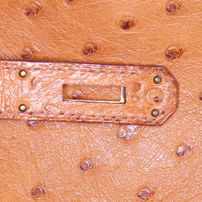 Borsa Hermes Birkin 35 cm in struzzo gold - Detail D4