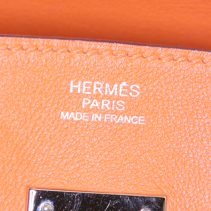 Hermes Birkin 30 cm handbag in orange Swift leather - Detail D3