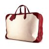 Borsa da viaggio Hermès in tela cerata beige e pelle togo rossa - 00pp thumbnail