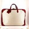 Borsa da viaggio Hermès in tela cerata beige e pelle togo rossa - 360 thumbnail