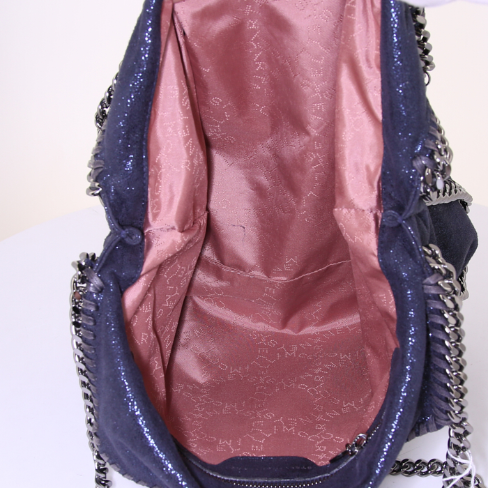 Stella McCartney Falabella handbag in navy blue canvas - Detail D2