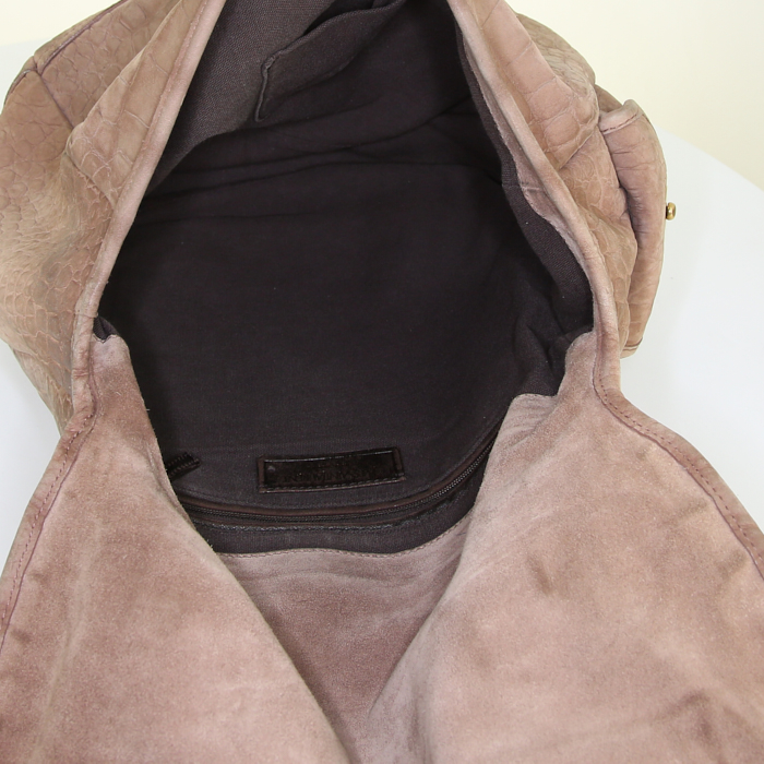 Saint Laurent bag worn on the shoulder or carried in the hand in brown suede - Detail D2