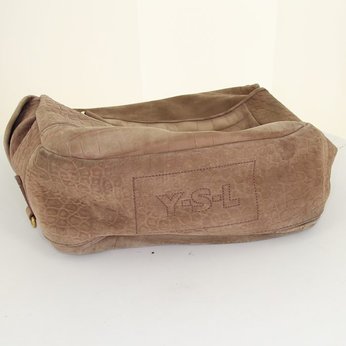 Sac porté épaule ou main Saint Laurent en daim marron - Detail D5