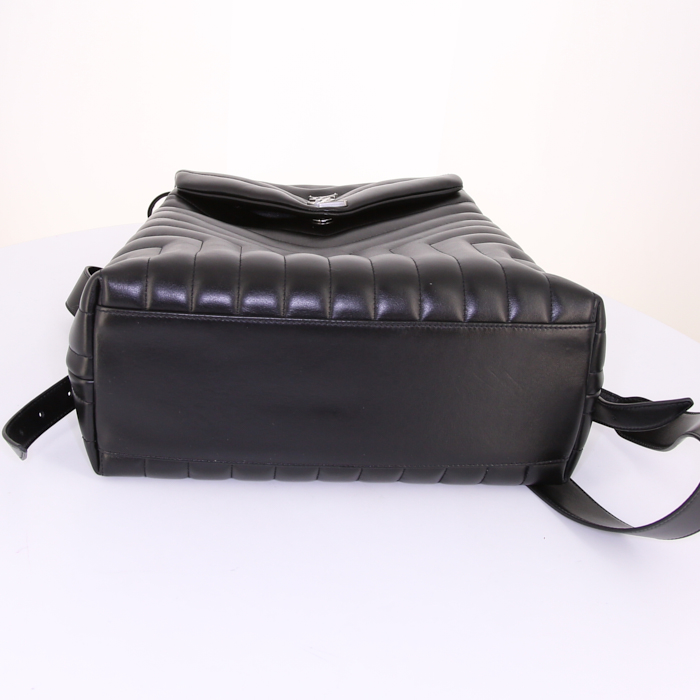 Saint Laurent Loulou backpack in black leather - Detail D4