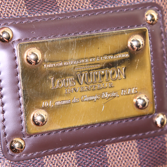 Louis Vuitton Berkeley handbag in ebene damier canvas and brown leather - Detail D3