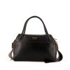 Prada handbag in black leather and brown piping - 360 thumbnail