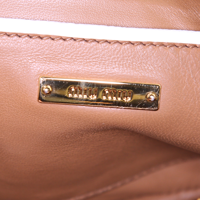 Borsa Miu Miu in pelle marrone e bianca - Detail D3
