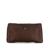 Prada pouch in black and brown braided leather - 360 thumbnail