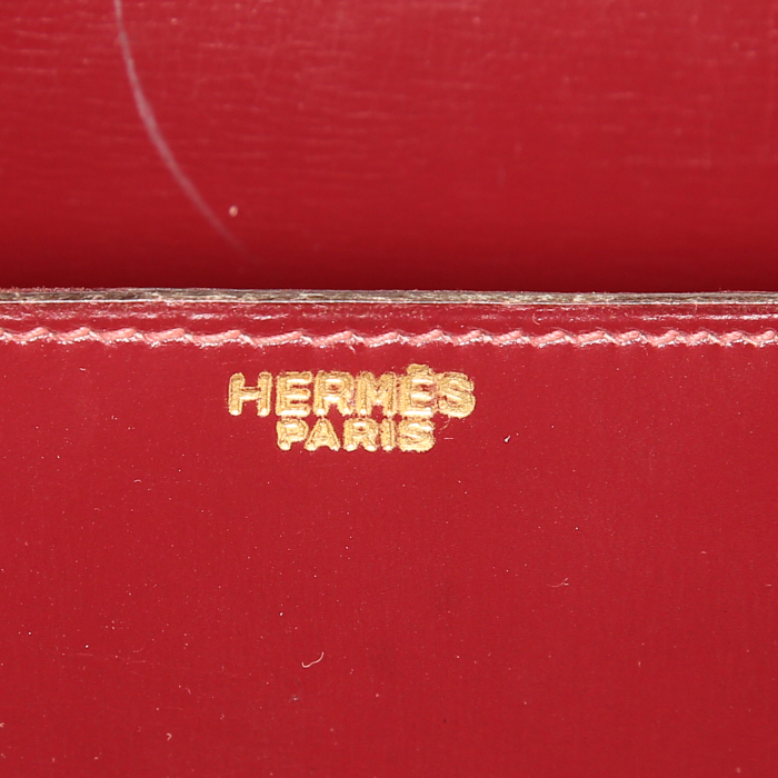 Hermes Drag handbag in burgundy box leather - Detail D3