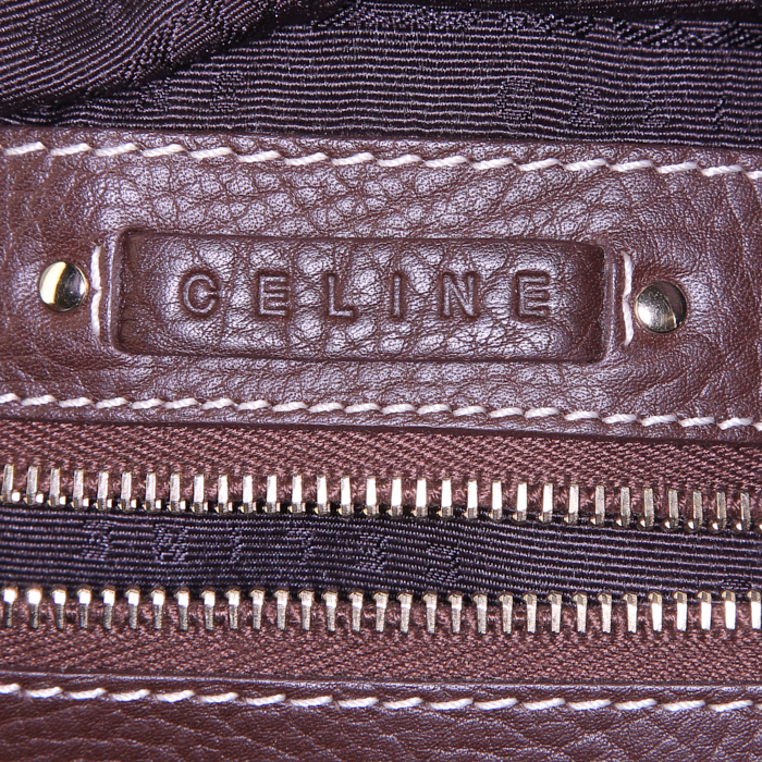 Celine Vintage handbag in brown grained leather - Detail D3