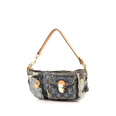 Borsa Louis Vuitton Baggy in denim blu e pelle naturale