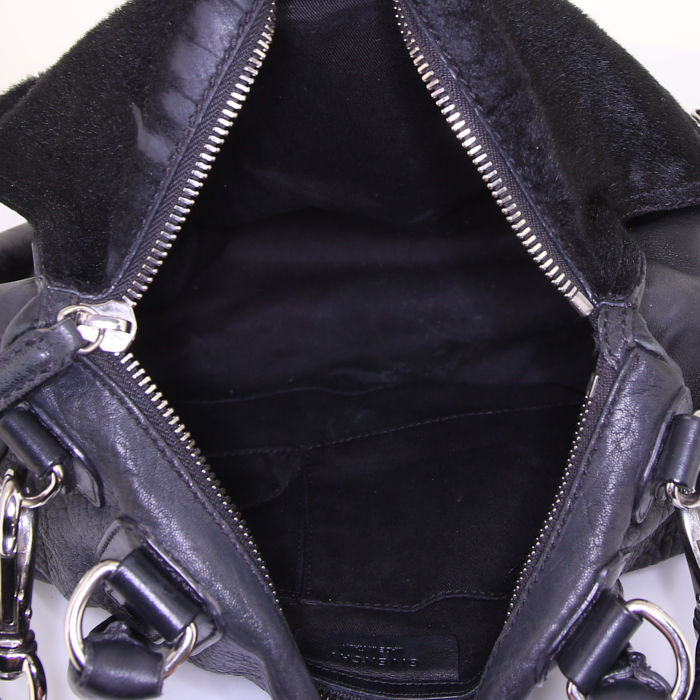 Givenchy Pandora shoulder bag in black leather and black foal - Detail D3