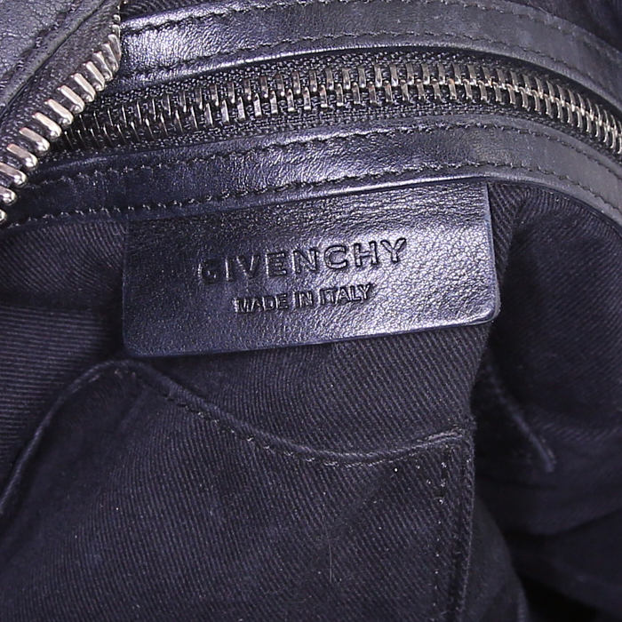 Givenchy Pandora shoulder bag in black leather and black foal - Detail D4