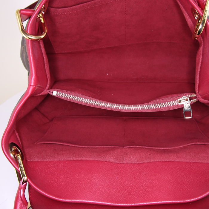 Louis Vuitton Olympe handbag in brown monogram canvas and red leather - Detail D2