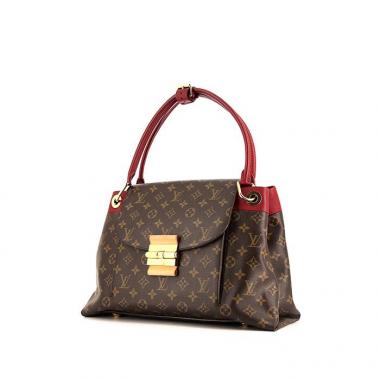 Borsa Louis Vuitton Olympe in tela monogram cerata marrone e pelle rossa