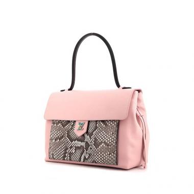 Bolso de mano Louis Vuitton Lockme modelo pequeño en cuero rosa, gris y negro