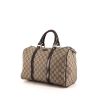 Gucci Joy Boston handbag in grey-beige monogram canvas and dark brown - 00pp thumbnail