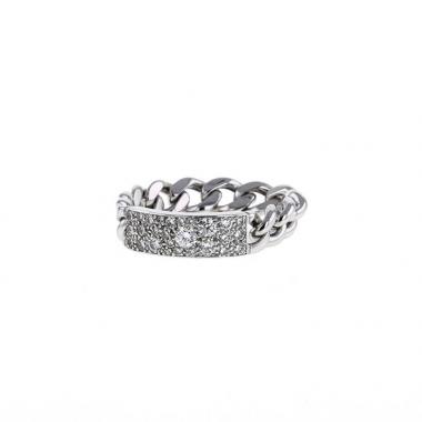 Bague souple Dior Gourmette petit modèle en or blanc et diamants