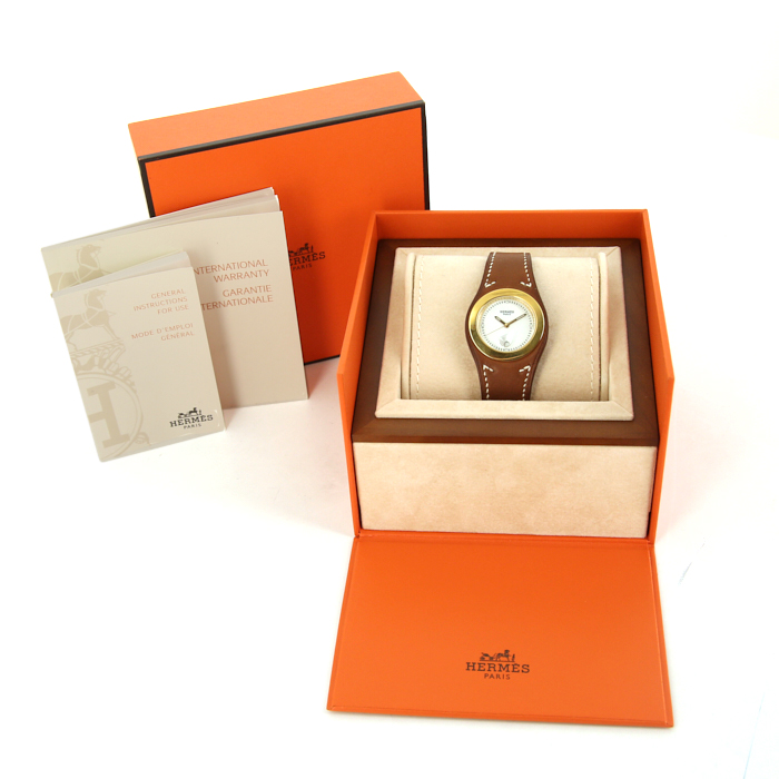 Hermes Harnais watch in gold plated and stainless steel Ref:  HA3.410 Circa  2007