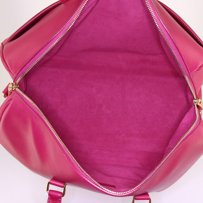 Borsa Saint Laurent Duffle in pelle rosa fucsia - Detail D3