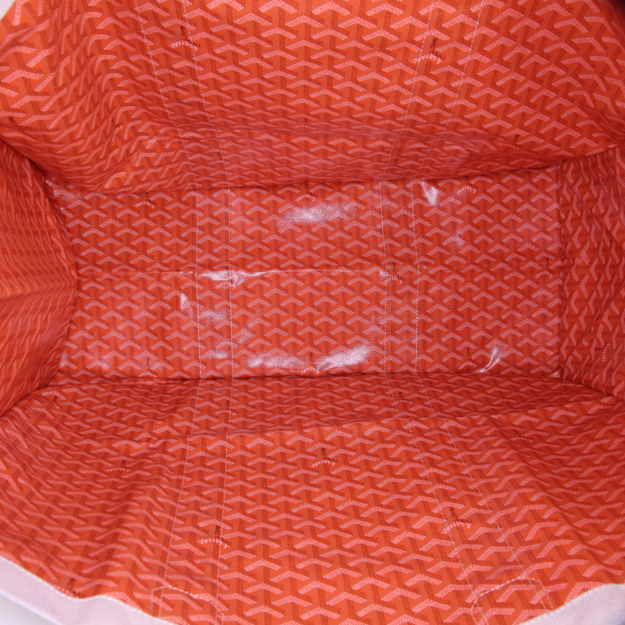 Goyard weekend bag in beige canvas and orange monogram canvas - Detail D2